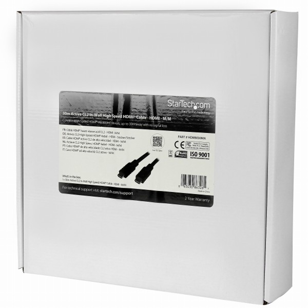 30mハイスピードHDMIアクティブケーブルCL2定格オス/オスウルトラ/UltraHD4kx2k解像度対応ブラック