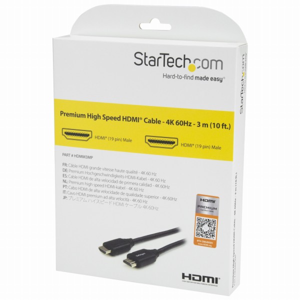 プレミアムハイスピードHDMIケーブル(イーサネット対応)4K/60Hz3mプレミアムHDMI認証ケーブルHDMI2.0対応30AWG