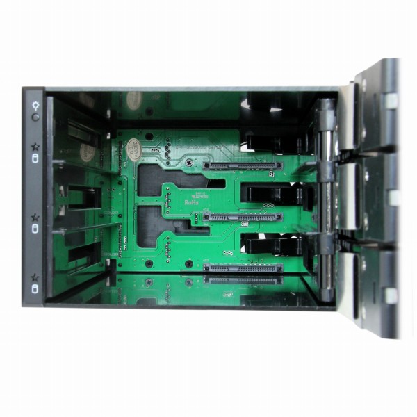 3x3.5インチSAS2.0/SATA3.0ハードディスクドライブ対応モバイルラックインナートレイ不要ホットスワップ対応2x5インチベイ搭載HDDリムーバブルラック