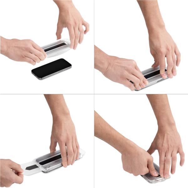 iPhone 16 Plus専用ガラスフィルム/4方向/ブルーライトカット/自己吸着 ガイド枠付/覗き見防止 液晶保護