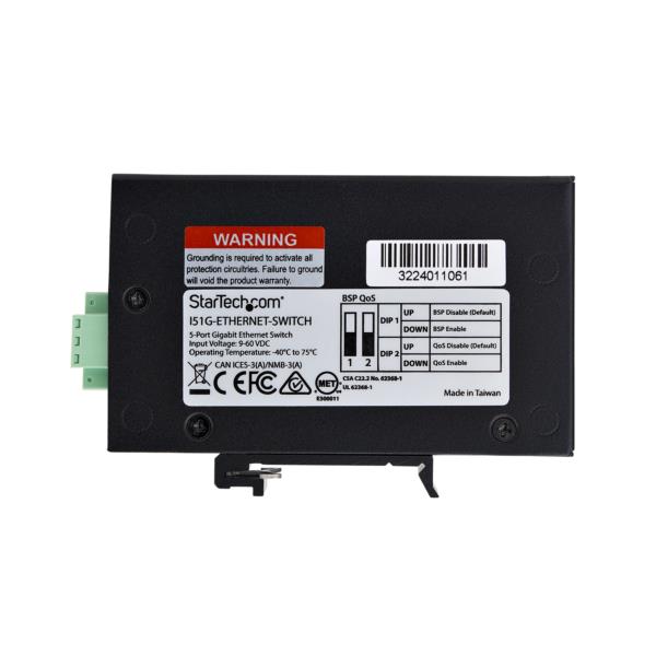 イーサネットスイッチ/アンマネージド/5ポート/産業用/1Gbps ギガビット/-40~+75度/9~60V DC