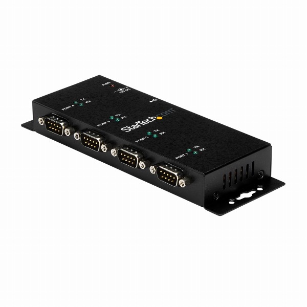 ウォールマウント型産業用USB-4ポートRS232Cシリアル変換ハブDINレールクリップ付きCOMポート番号保持機能FTDIチップセット使用1xUSBA-4xDB-9/D-Sub9ピン