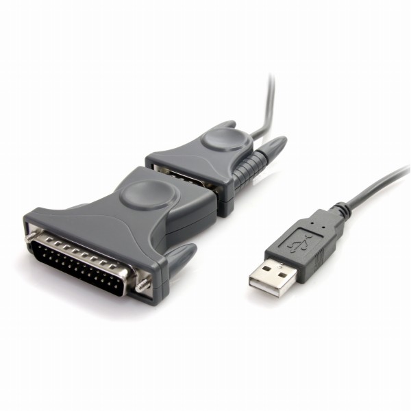 USB-RS232Cシリアル変換ケーブル(DB9-DB25変換コネクタ付き)1xUSBAオス-1xDB-9(D-Sub9ピン)オスシリアルコンバータ/変換アダプタ