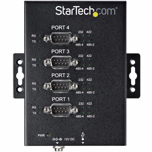 USB-4ポートシリアル変換アダプタRS232/RS422/RS485に対応15kVESD保護機能IP30準拠メタルケースDINレール/ウォールマウント対応