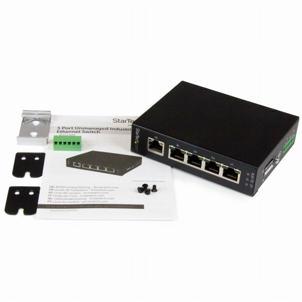 5ポートアンマネージ産業用ギガビットイーサネットスイッチDINレール対応/壁取付け可能ネットワークGigabitEthernetスイッチングハブIP30保護等級準拠ケース