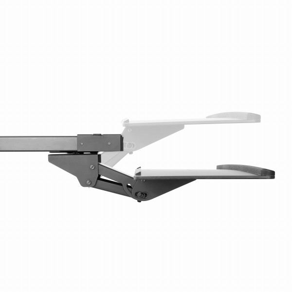 スライド式キーボードトレイエルゴノミクス対応アジャスト可能(上下170mm/チルト+-15°/スイベル+-20°)トレイ引き出し量320mm