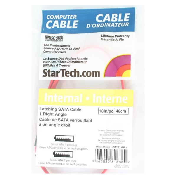 SATAケーブル45cmラッチ付きコネクタ片側下向きL型タイプSATA(7ピン)メス-SATA(7ピン)メス