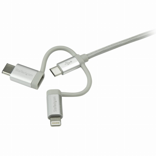 iPhone/アイフォン/スマホ対応マルチ充電チャージングケーブル(1m)USB-A-Applelightning/USBType-C/USBMicro-BUSB2.0準拠