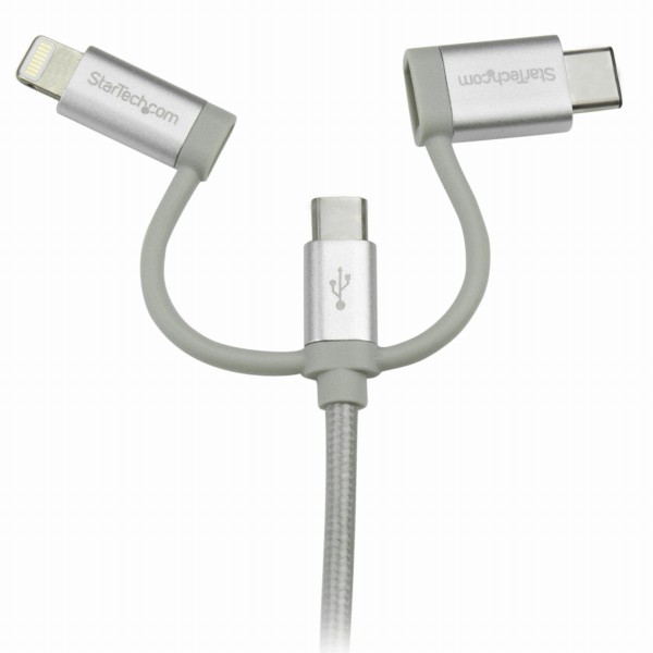 iPhone/アイフォン/スマホ対応マルチ充電チャージングケーブル(1m)USB-A-Applelightning/USBType-C/USBMicro-BUSB2.0準拠