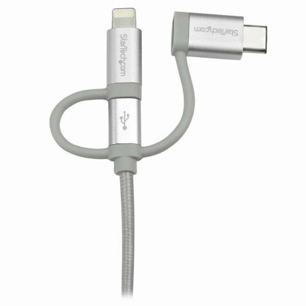iPhone/アイフォン/スマホ対応マルチ充電チャージングケーブル(1m)USB-A-Applelightning/USBType-C/USBMicro-BUSB2.0準拠