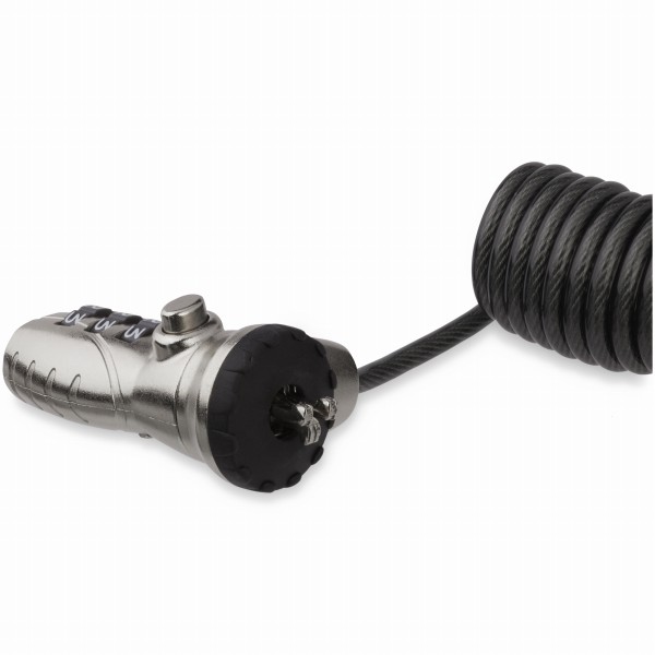 パソコン盗難防止セキュリティワイヤーロック1.8mコイルワイヤーダイヤル式3桁の暗証番号を自由に設定