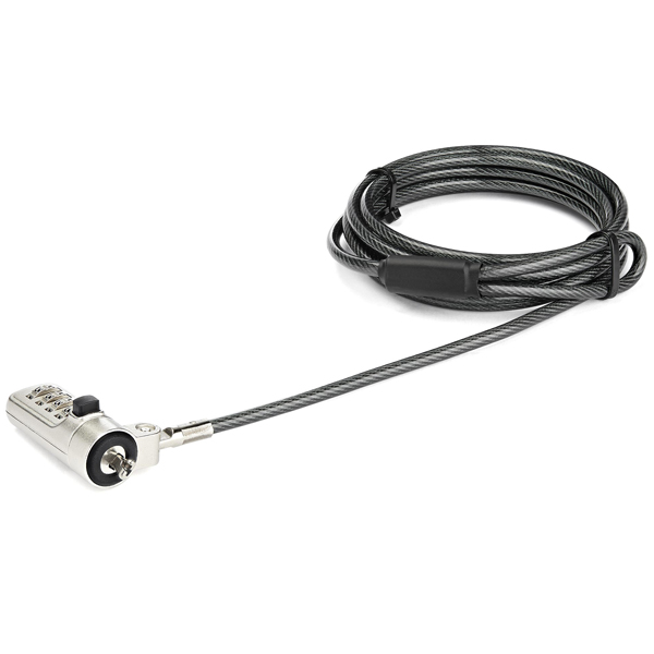 パソコン盗難防止セキュリティワイヤーNobelWedgeスロット対応4桁ダイヤルロック2mスチールケーブル