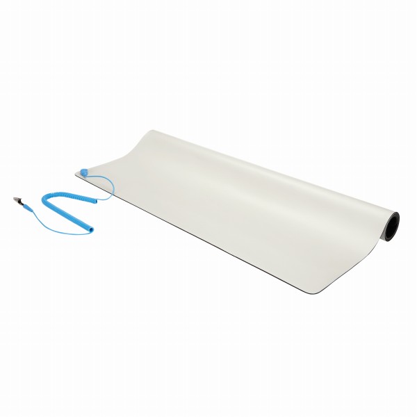 60cmx70cm作業場用静電気防止シート/帯電防止マットベージュクリップ付き静電気防止用ストラップ