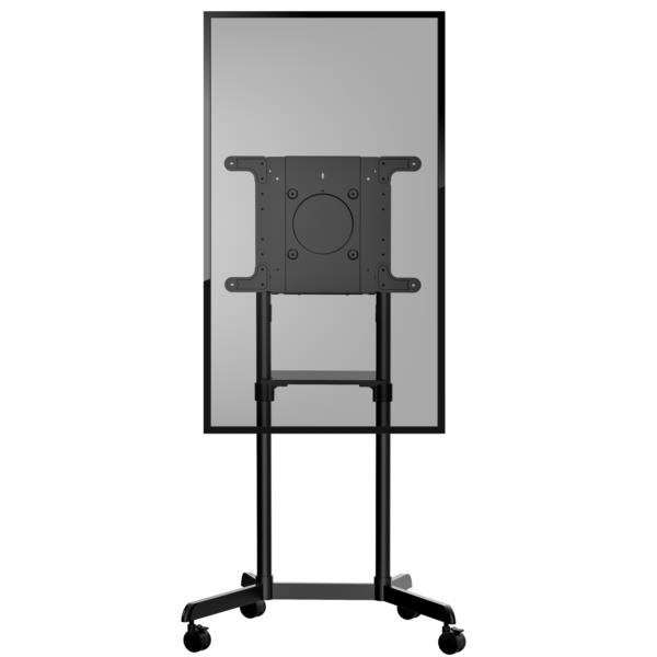 移動式テレビスタンド/キャスター付き/37インチから70インチVESAディスプレイ対応/装置台・収納コンパートメント付き/ディスプレイ回転&首振り/耐荷重70kg