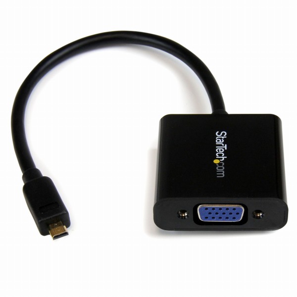 MicroHDMI-VGA変換アダプタ1xマイクロHDMI(タイプD)オスー1xVGA(D-Sub15ピン/HD15)メス1920x1080/1080pブラック