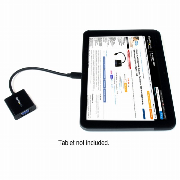 MicroHDMI-VGA変換アダプタ1xマイクロHDMI(タイプD)オスー1xVGA(D-Sub15ピン/HD15)メス1920x1080/1080pブラック