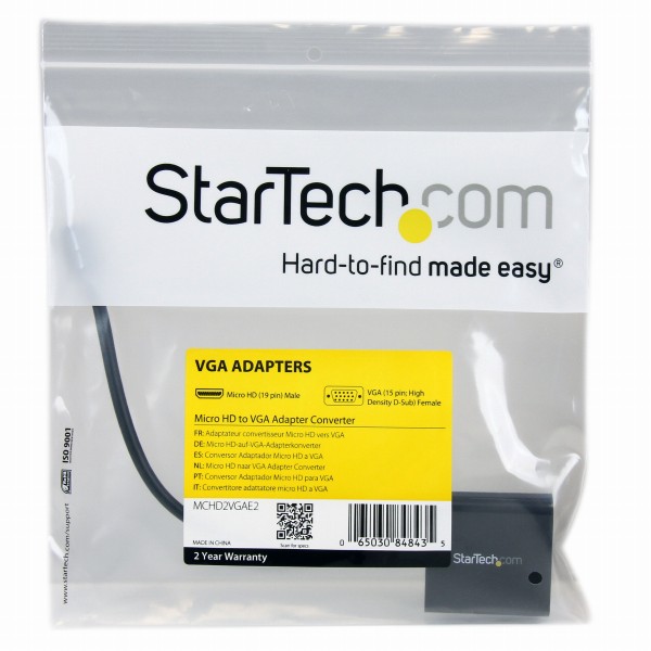MicroHDMI-VGA変換アダプタ1xマイクロHDMI(タイプD)オスー1xVGA(D-Sub15ピン/HD15)メス1920x1080/1080pブラック