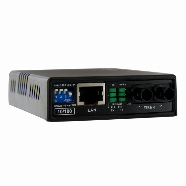 光メディアコンバータイーサネット/Ethernet(10Base-T/100Base-TX)-光ファイバ(100BASE-FX)マルチモードST2kmRJ-45(メス)-光ファイバデュプレックスST(メス)