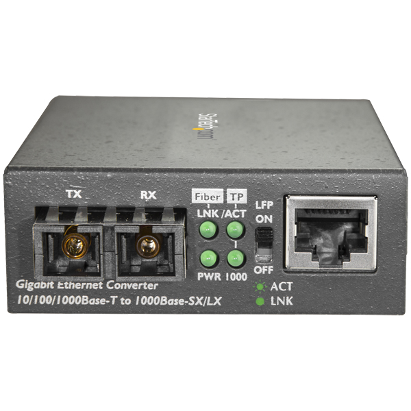 Gigabit対応光メディアコンバータ1000Base-SX2芯SC端子マルチモード(2芯)最大550mギガビット対応光メディアコンバータ光-LAN変換器