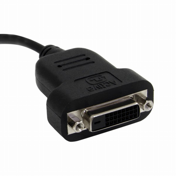 MiniDisplayPort-DVIアクティブ変換アダプタミニディスプレイポート/miniDPオス-DVI-D(25ピン)メスアクティブ変換ケーブル1920x1200ブラック