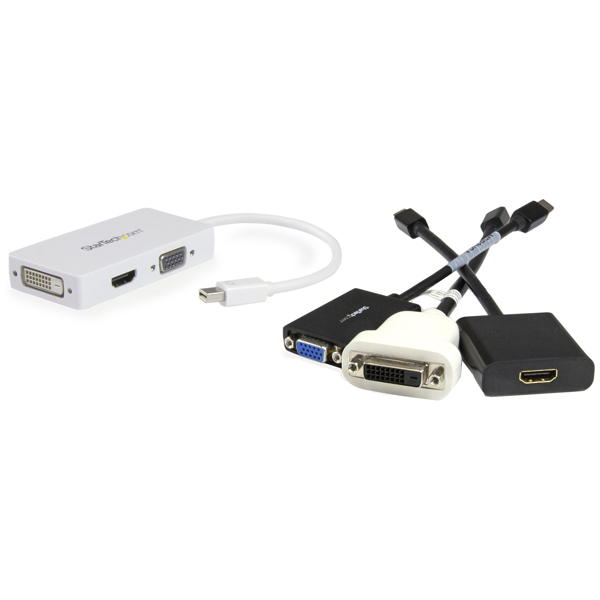 MiniDisplayPort接続トラベルA/Vアダプタ3イン1ミニディスプレイポートMiniDP-VGA/DVI/HDMI変換アダプタ1920x1200/1080pホワイト