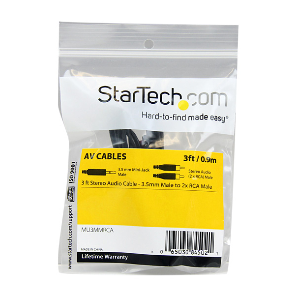 オーディオ変換ケーブル91cm1x3.5mmステレオミニプラグ(オス)-2xRCAピンプラグ(オス)