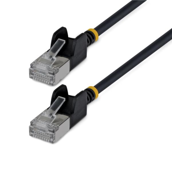 CAT6A LANケーブル/超スリム/2m/ブラック/ツメ折れ防止/FTP/超極細 RJ45イーサネットケーブル