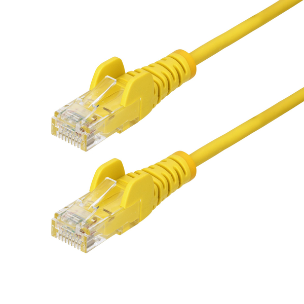 CAT6 LANケーブル/スリム/2m/イエロー/PoE/スナッグレス/より線/カテゴリ6 イーサネットケーブル