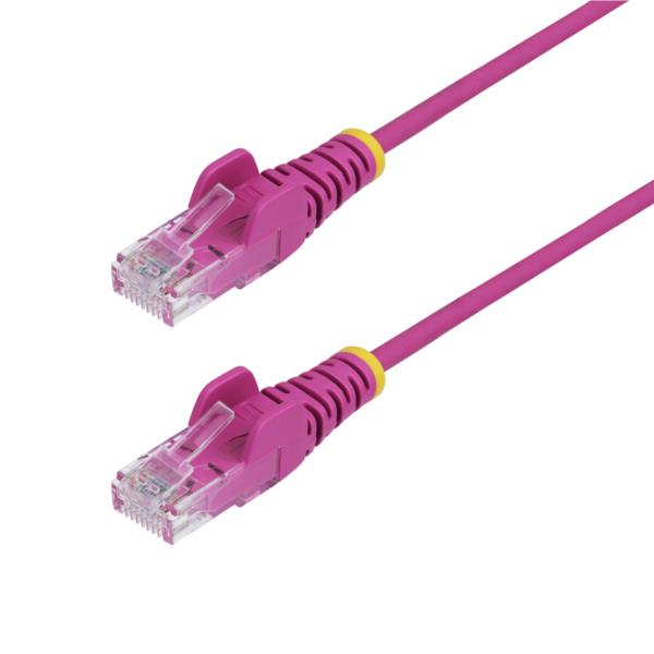CAT6 LANケーブル/スリム/25cm/ピンク/100W PoE/UTP/LSZH/より線/カテゴリ6 RJ45