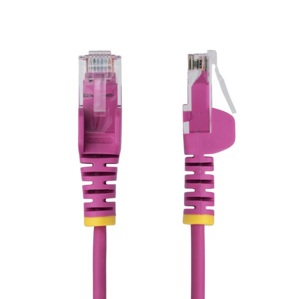 CAT6 LANケーブル/スリム/25cm/ピンク/100W PoE/UTP/LSZH/より線/カテゴリ6 RJ45