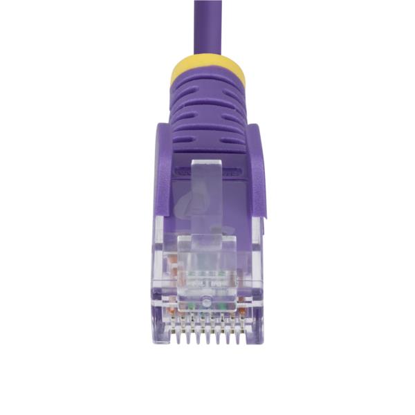 CAT6 LANケーブル/スリム/25cm/パープル/100W PoE/UTP/LSZH/より線/カテゴリ6 RJ45