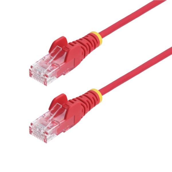 CAT6 LANケーブル/スリム/25cm/レッド/100W PoE/UTP/LSZH/より線/カテゴリ6 RJ45