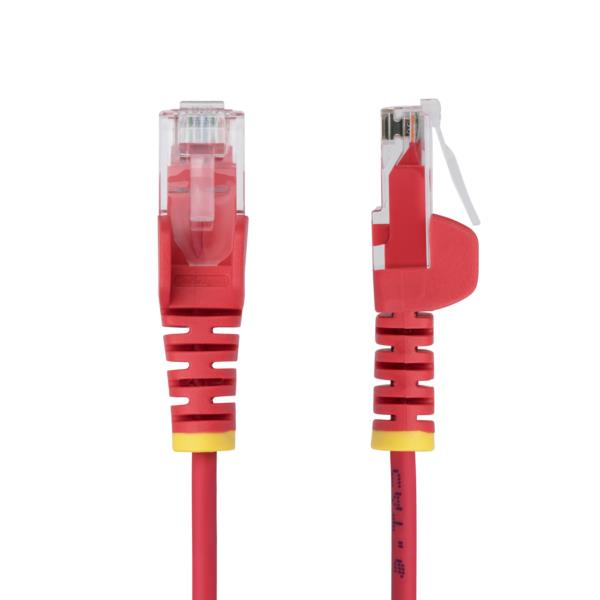 CAT6 LANケーブル/スリム/25cm/レッド/100W PoE/UTP/LSZH/より線/カテゴリ6 RJ45