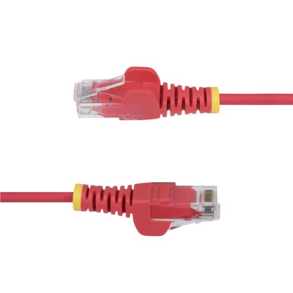 CAT6 LANケーブル/スリム/25cm/レッド/100W PoE/UTP/LSZH/より線/カテゴリ6 RJ45