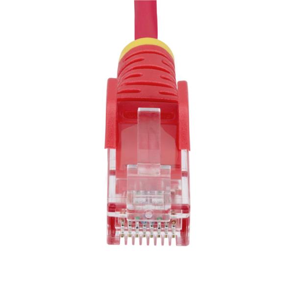 CAT6 LANケーブル/スリム/25cm/レッド/100W PoE/UTP/LSZH/より線/カテゴリ6 RJ45
