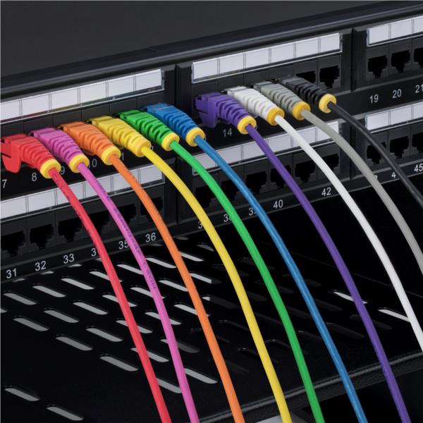 CAT6 LANケーブル/スリム/25cm/イエロー/100W PoE/UTP/LSZH/より線/カテゴリ6 RJ45