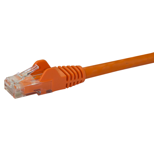 10mカテゴリー6LANケーブルオレンジRJ45モールディングコネクタ(ツメ折れ防止カバー付き)ギガビットイーサネット対応Cat6UTPケーブル