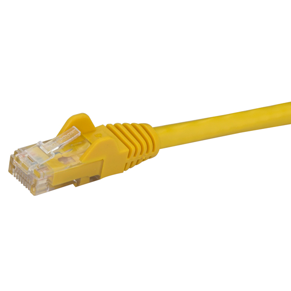 10mカテゴリー6LANケーブルイエローRJ45モールディングコネクタ(ツメ折れ防止カバー付き)ギガビットイーサネット対応Cat6UTPケーブル