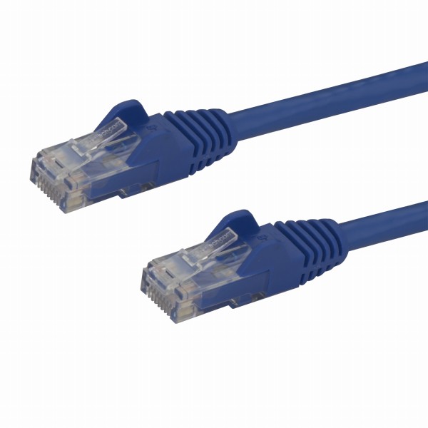 15mカテゴリー6LANケーブルブルーRJ45モールディングコネクタ(ツメ折れ防止カバー付き)ギガビットイーサネット対応Cat6UTPケーブル