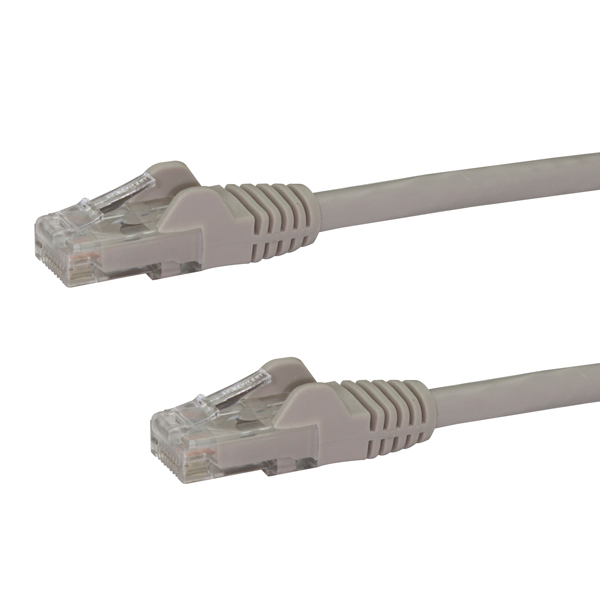 15mカテゴリー6LANケーブルグレーRJ45モールディングコネクタ(ツメ折れ防止カバー付き)ギガビットイーサネット対応Cat6UTPケーブル