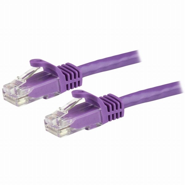 カテゴリ6LANケーブル15mパープルツメ折れ防止RJ45コネクタCat6UTPギガビットイーサネットケーブル