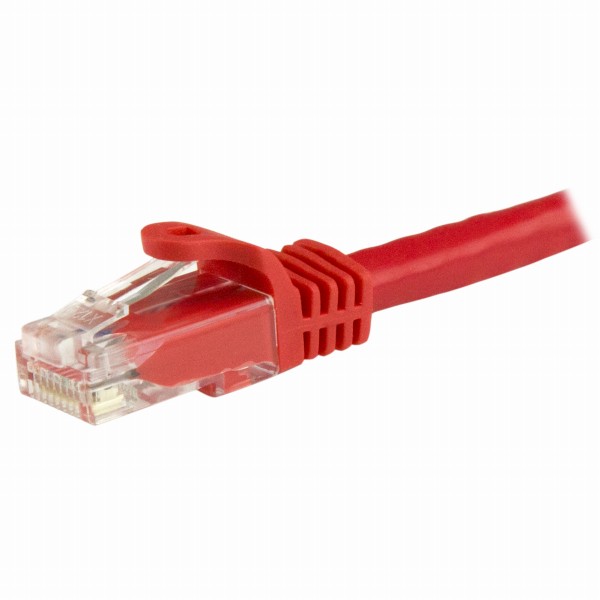 カテゴリー6LANケーブル15mレッドツメ折れ防止カバー付きRJ45モールドコネクタギガビットイーサネット対応Cat6UTPケーブル