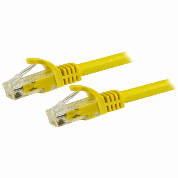 カテゴリー6LANケーブル15mイエローツメ折れ防止カバー付きRJ45モールドコネクタギガビットイーサネット対応Cat6UTPケーブル