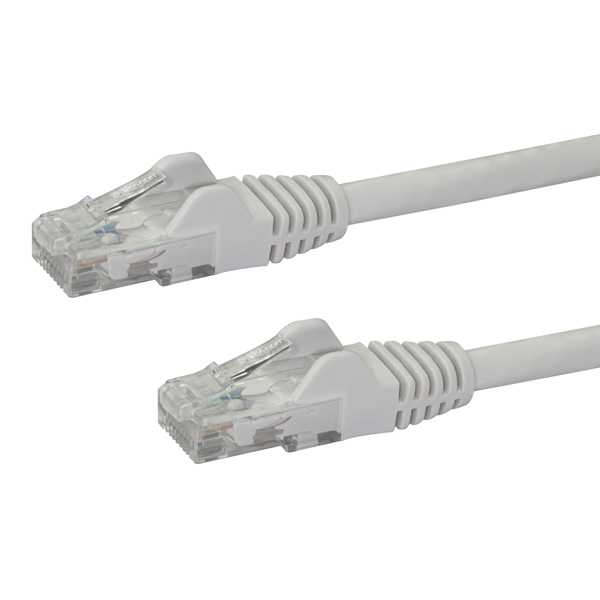 1mカテゴリー6LANケーブルホワイトRJ45モールディングコネクタ(ツメ折れ防止カバー付き)ギガビットイーサネット対応Cat6UTPケーブル
