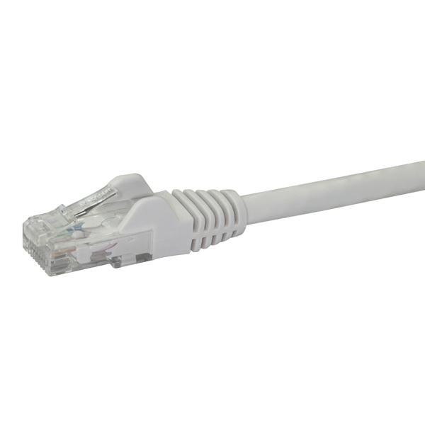 1mカテゴリー6LANケーブルホワイトRJ45モールディングコネクタ(ツメ折れ防止カバー付き)ギガビットイーサネット対応Cat6UTPケーブル