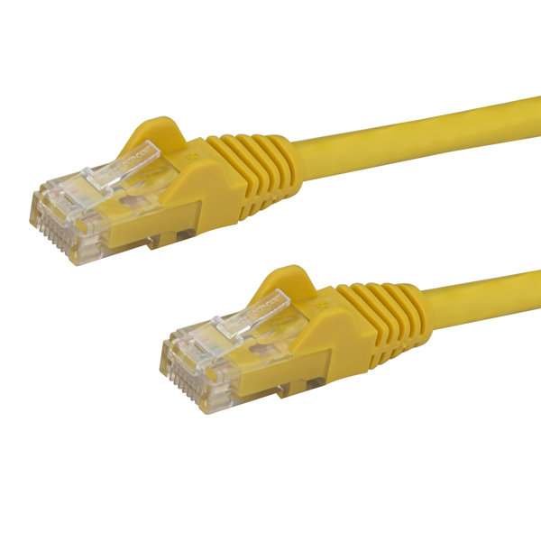 1mカテゴリー6LANケーブルイエローRJ45モールディングコネクタ(ツメ折れ防止カバー付き)ギガビットイーサネット対応Cat6UTPケーブル