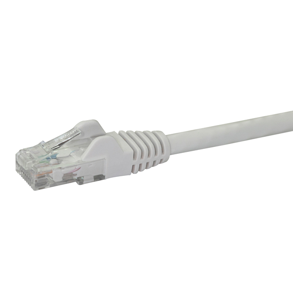0.5mカテゴリー6LANケーブルホワイトRJ45モールディングコネクタ(ツメ折れ防止カバー付き)ギガビットイーサネット対応Cat6UTPケーブル