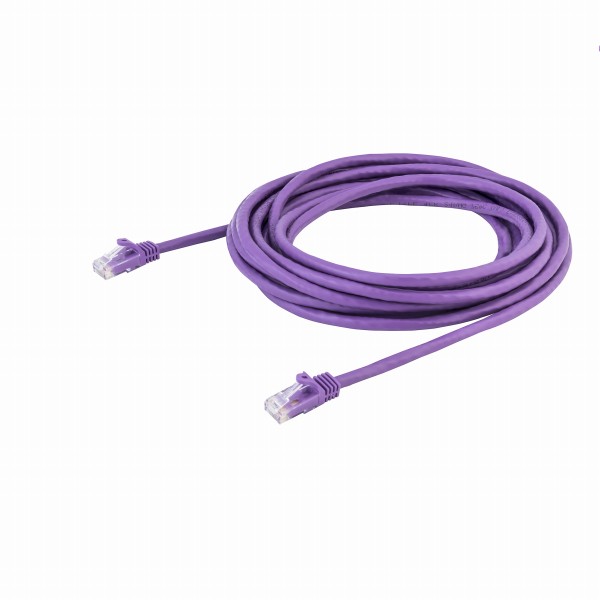 カテゴリ6LANケーブル5mパープルツメ折れ防止RJ45コネクタCat6UTPギガビットイーサネットケーブル