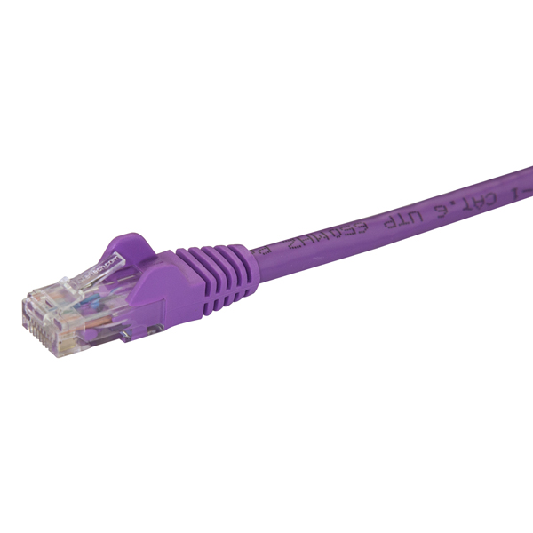 7mカテゴリー6LANケーブルパープルRJ45モールディングコネクタ(ツメ折れ防止カバー付き)ギガビットイーサネット対応Cat6UTPケーブル