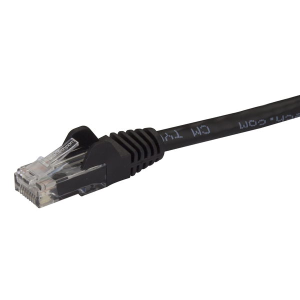 22.8mカテゴリー6LANケーブルブラックRJ45モールディングコネクタ(ツメ折れ防止カバー付き)ギガビットイーサネット対応Cat6UTPケーブル